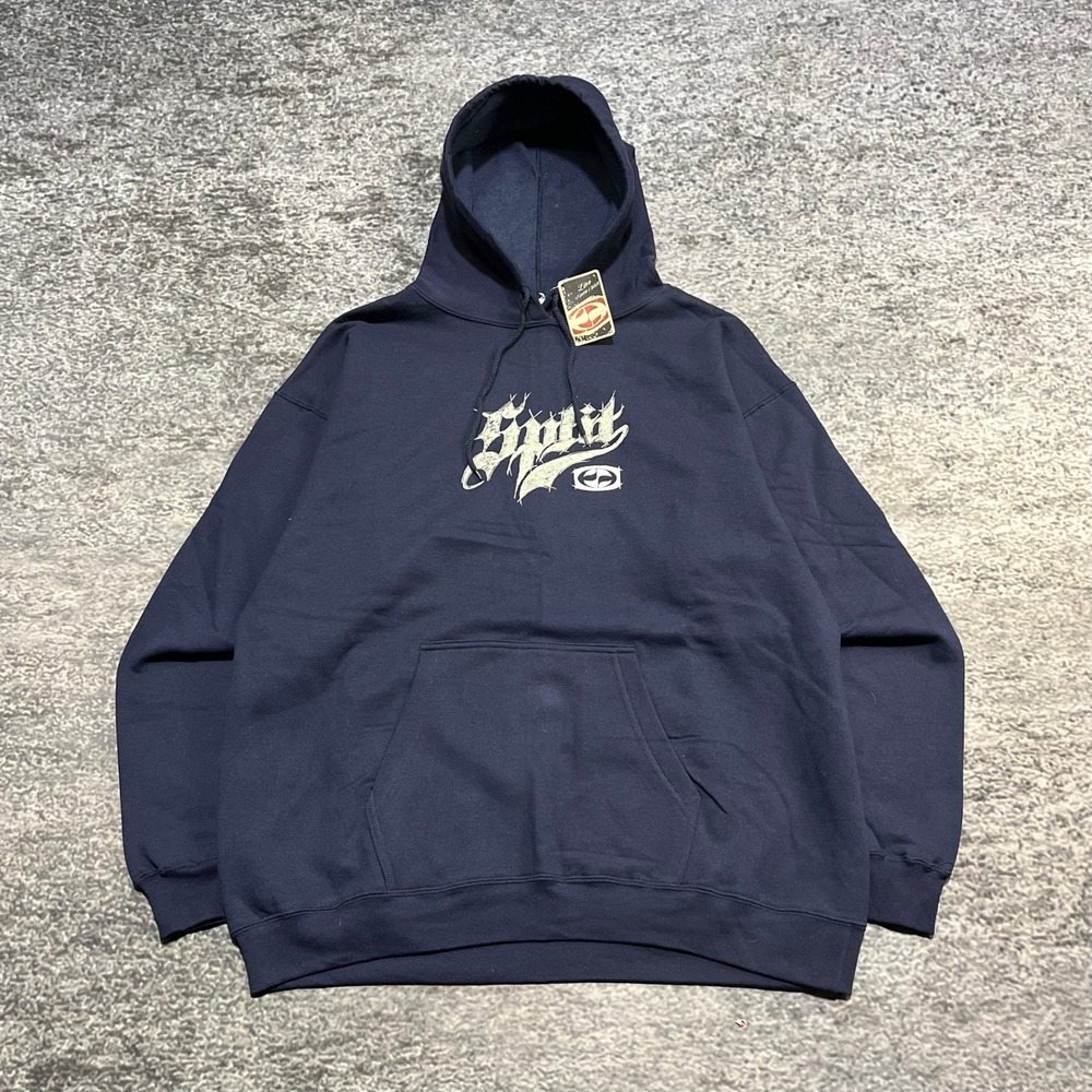 NWT Vintage Split‎ Skateboards Hoodie Sweatshirt Mens Medium Blue Oversized Y2K
